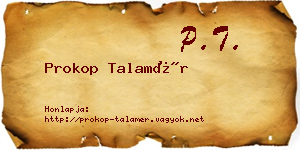 Prokop Talamér névjegykártya